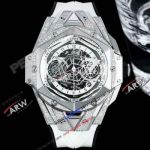 Swiss Clone 7750 Hublot Big Bang Sang Bleu II Tattoo SS Watch Diamond Bezel